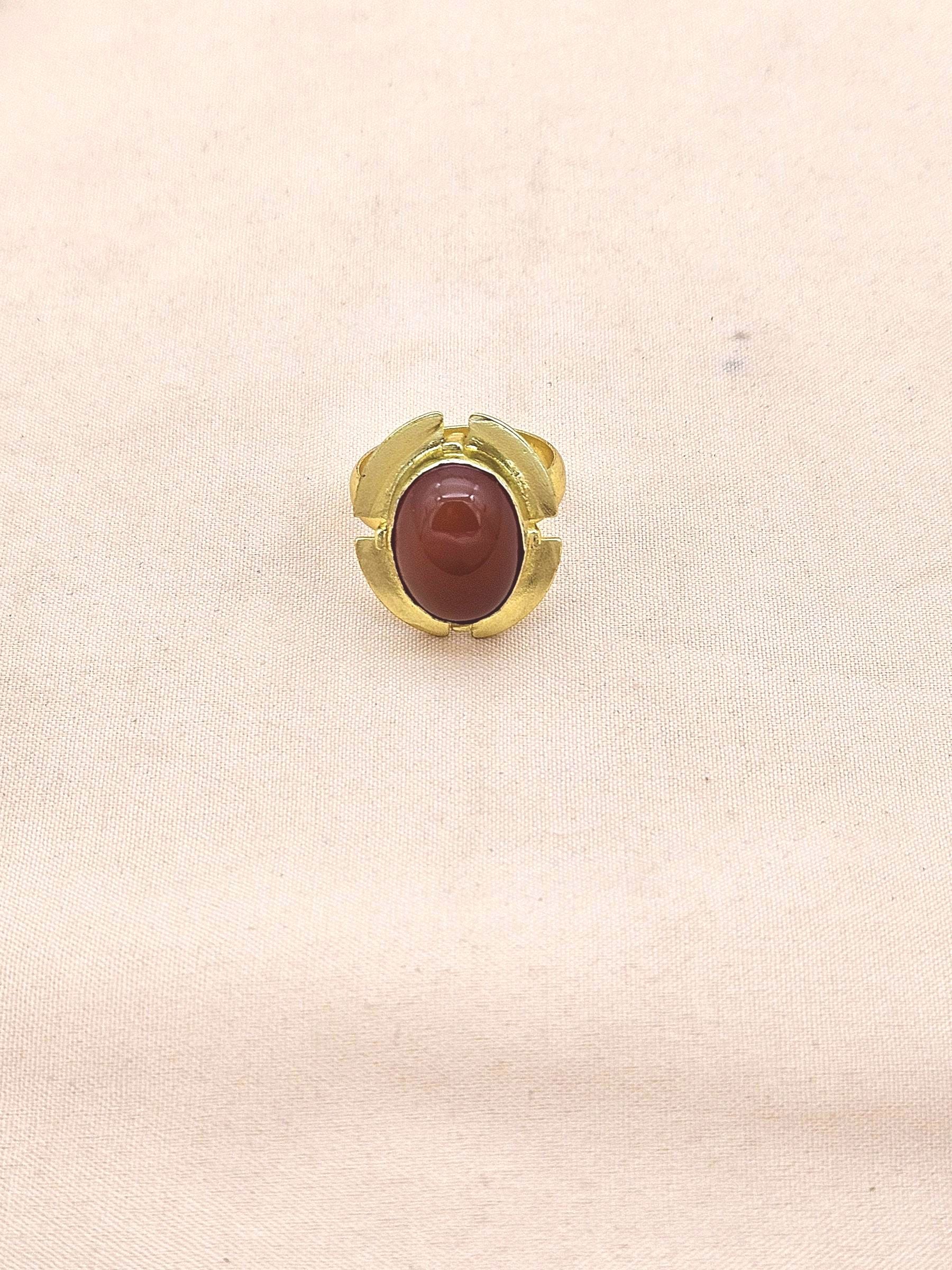 Gold plated Red Onyx Gemstone Ring for Women - Handcrafted Fashion Jewelry