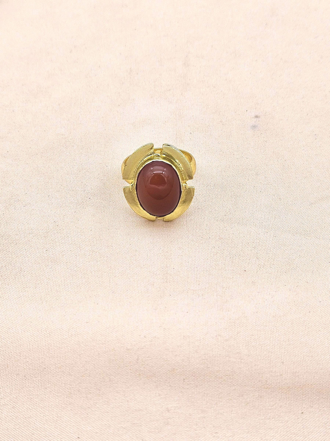 Gold plated Red Onyx Gemstone Ring for Women - Handcrafted Fashion Jewelry