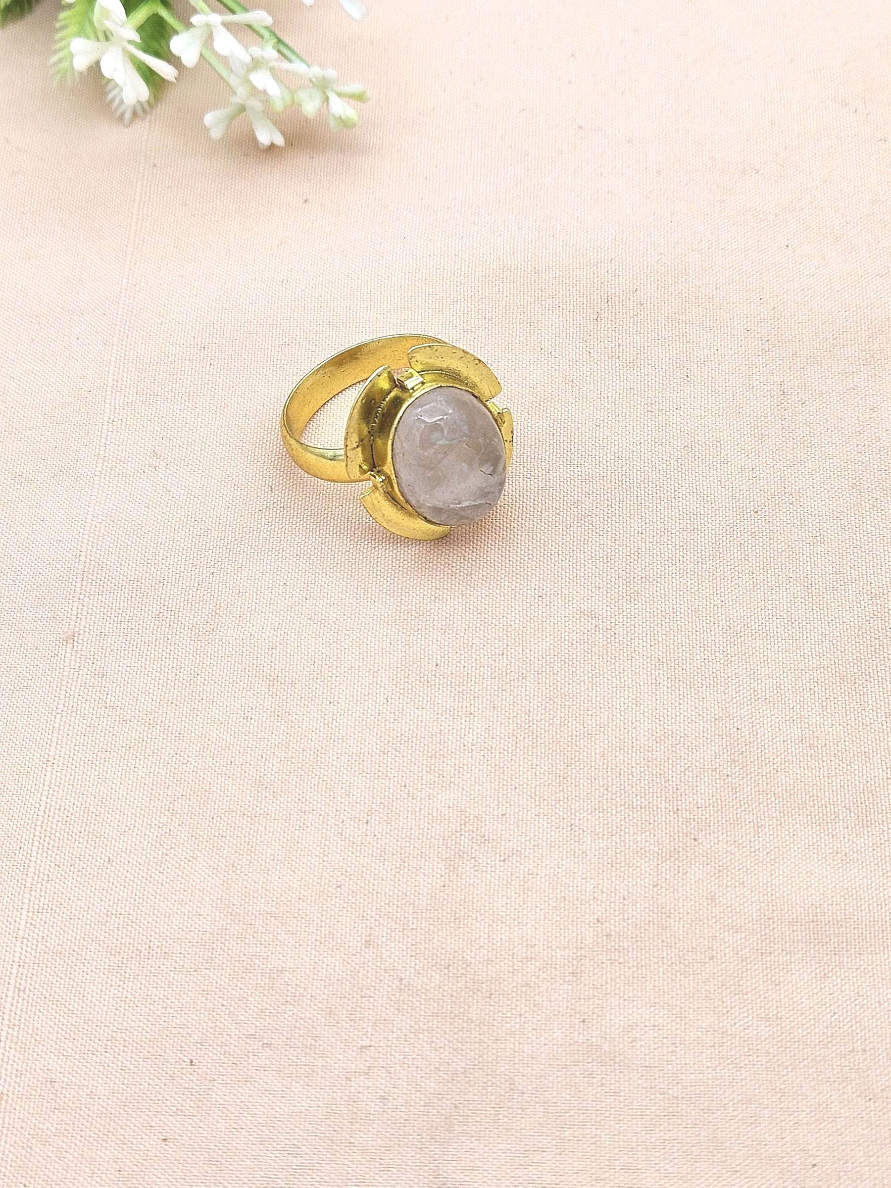 Elegant Rose Quartz Stone Ring for Women - Gold Plated Handmade Jewelry