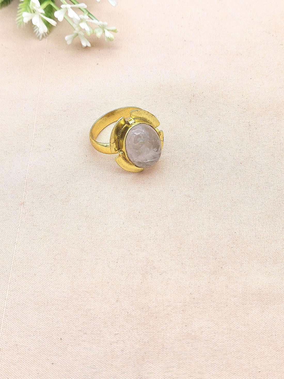 Elegant Rose Quartz Stone Ring for Women - Gold Plated Handmade Jewelry