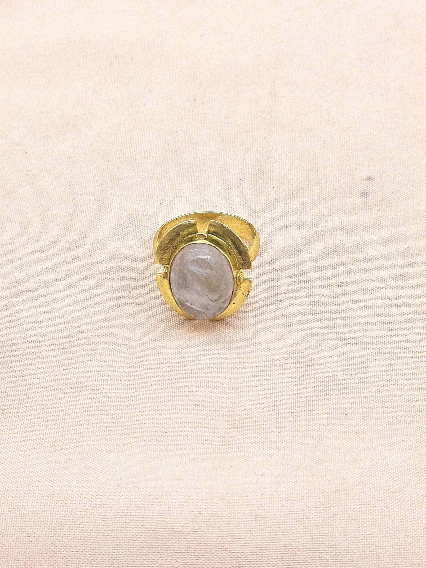 Elegant Rose Quartz Stone Ring for Women - Gold Plated Handmade Jewelry
