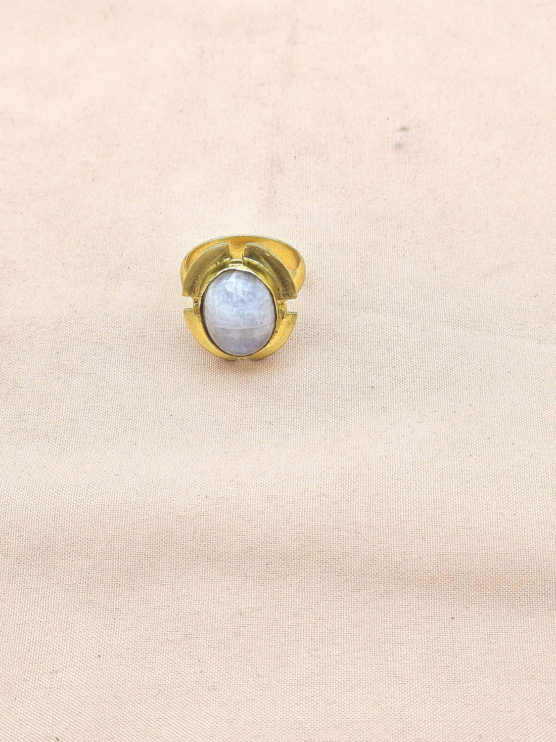 Handmade White Rainbow Stone Ring for Women - Gold plated Fashion Jewelry
