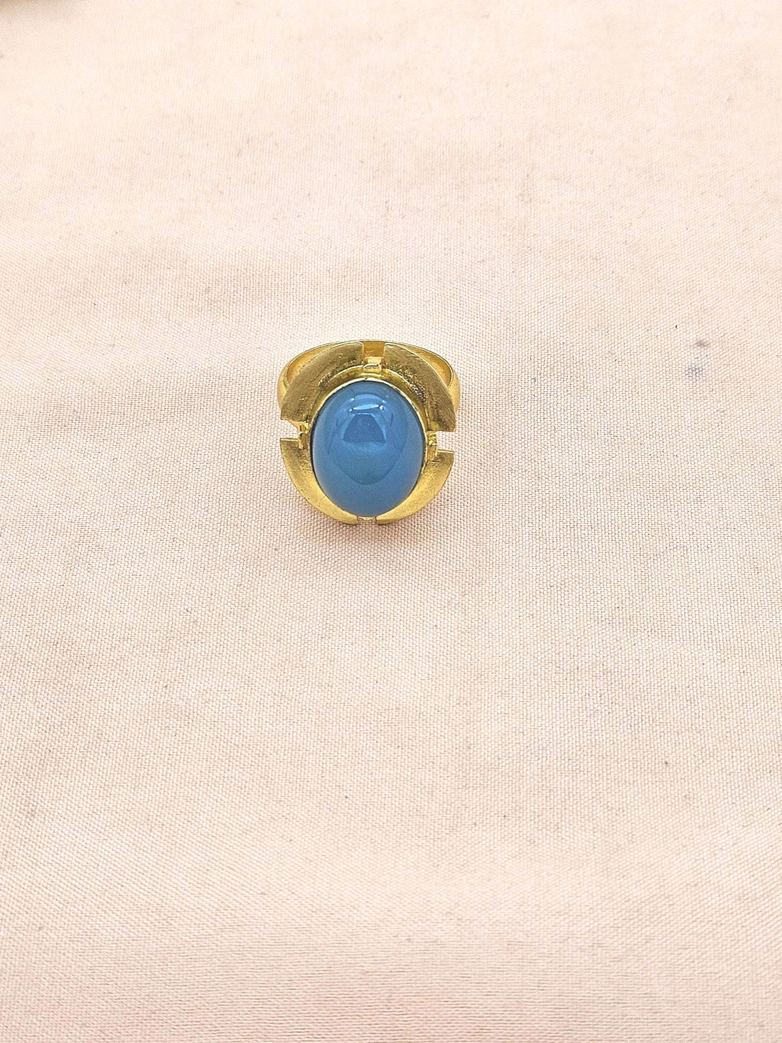 Handmade Blue Chalcedony Stone Ring for Women - Gold plated Fashion Jewelry