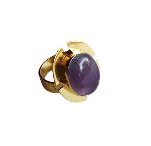 Gold Plated Amethyst Ring for Women – Handmade Elegant Jewelry