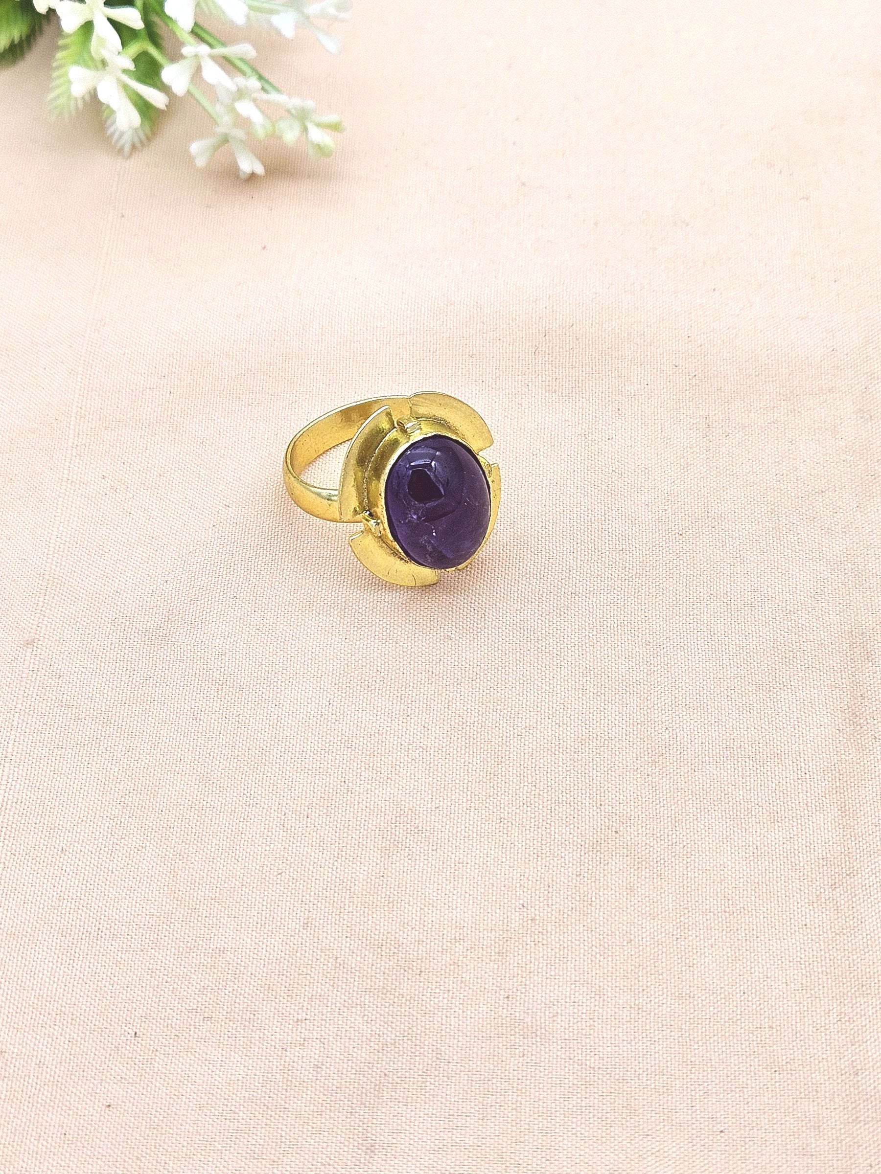 Gold Plated Amethyst Ring for Women – Handmade Elegant Jewelry