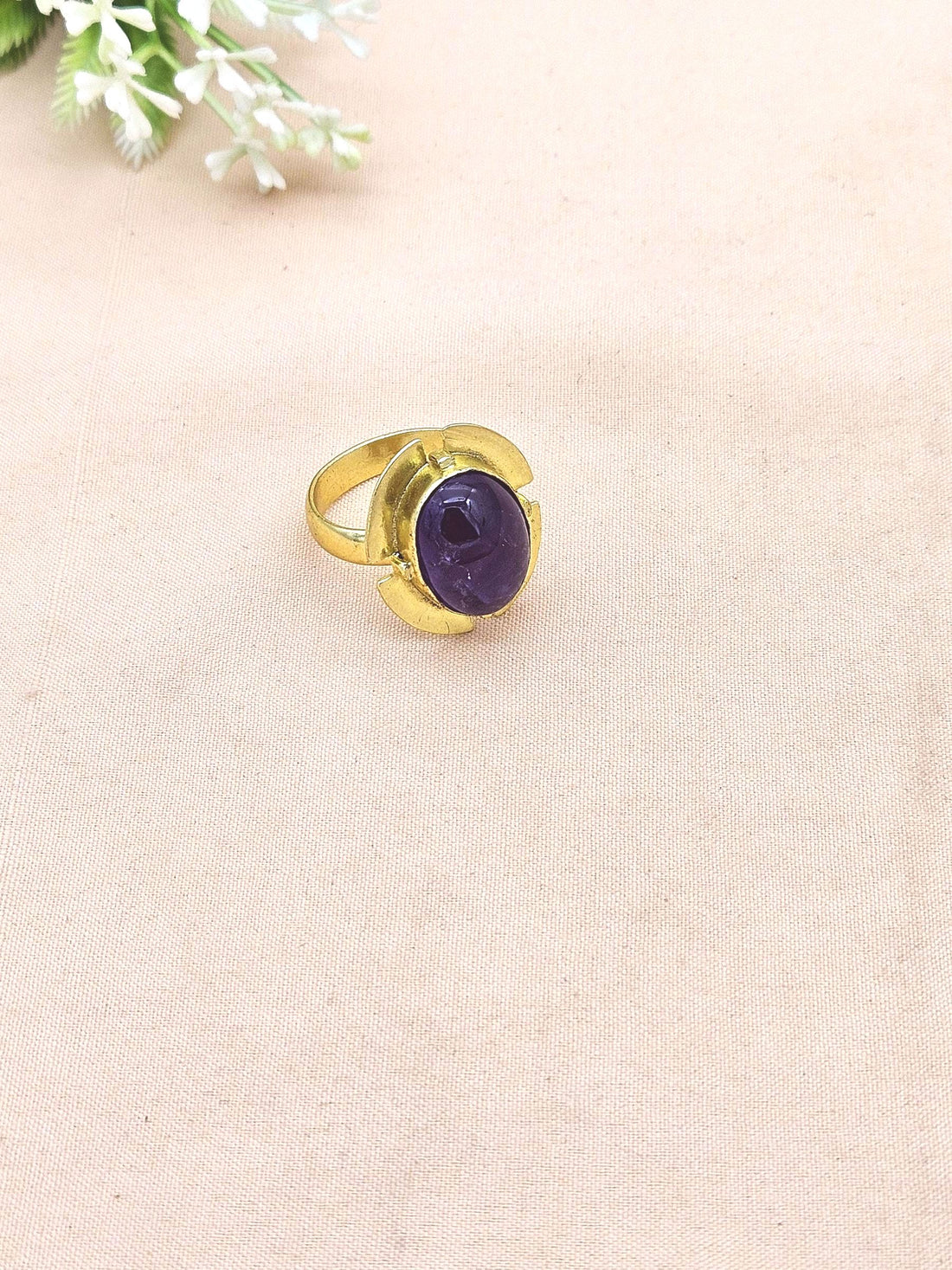 Gold Plated Amethyst Ring for Women – Handmade Elegant Jewelry