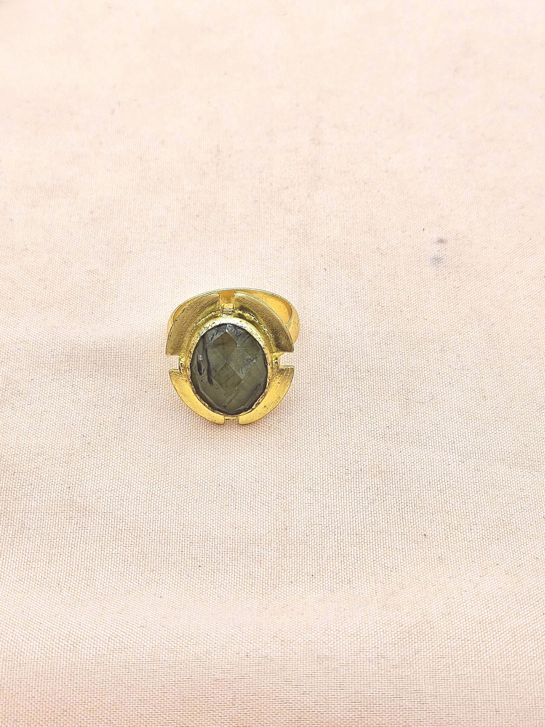 Gold Plated Prehnite Ring for Women – Handmade Elegant Jewelry