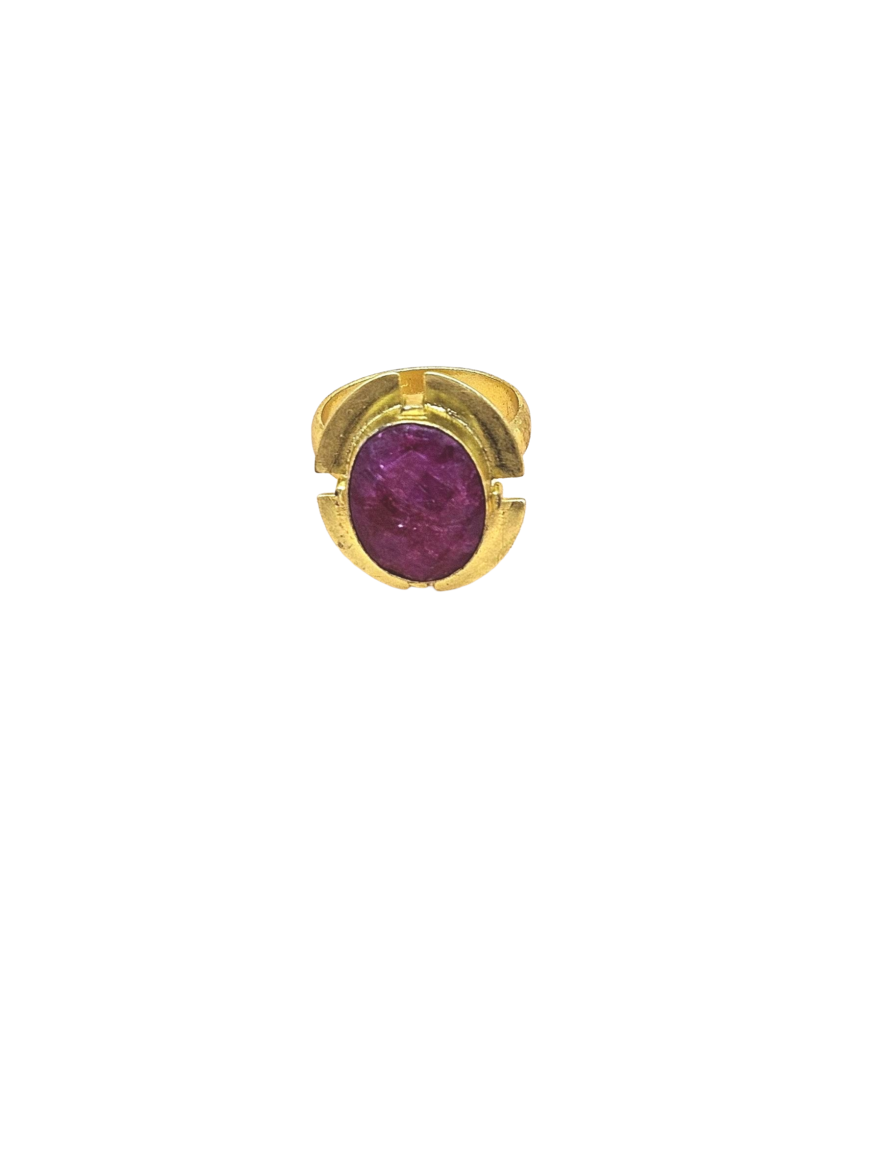 Gold Plated Red Hathipara Stone Ring for Women – Handmade Elegant Jewelry