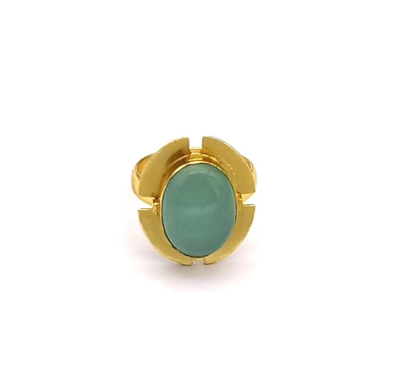 Gold Plated Chalcedony Stone Ring for Women – Handmade Elegant Jewelry