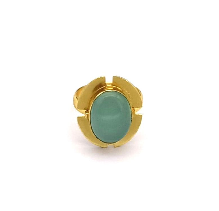 Gold Plated Chalcedony Stone Ring for Women – Handmade Elegant Jewelry