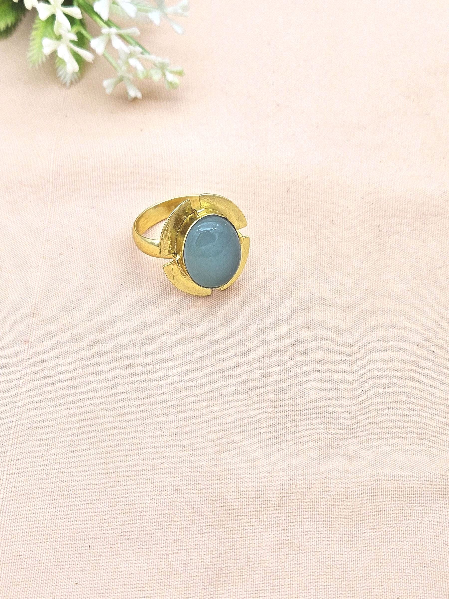 Gold Plated Chalcedony Stone Ring for Women – Handmade Elegant Jewelry