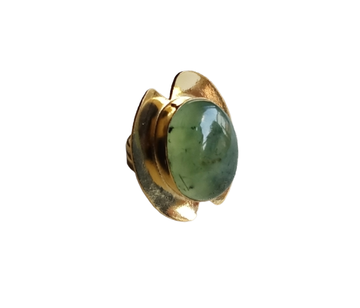 Handcrafted Gold Plated Prehnite Stone Ring – Charming Designer Jewelry