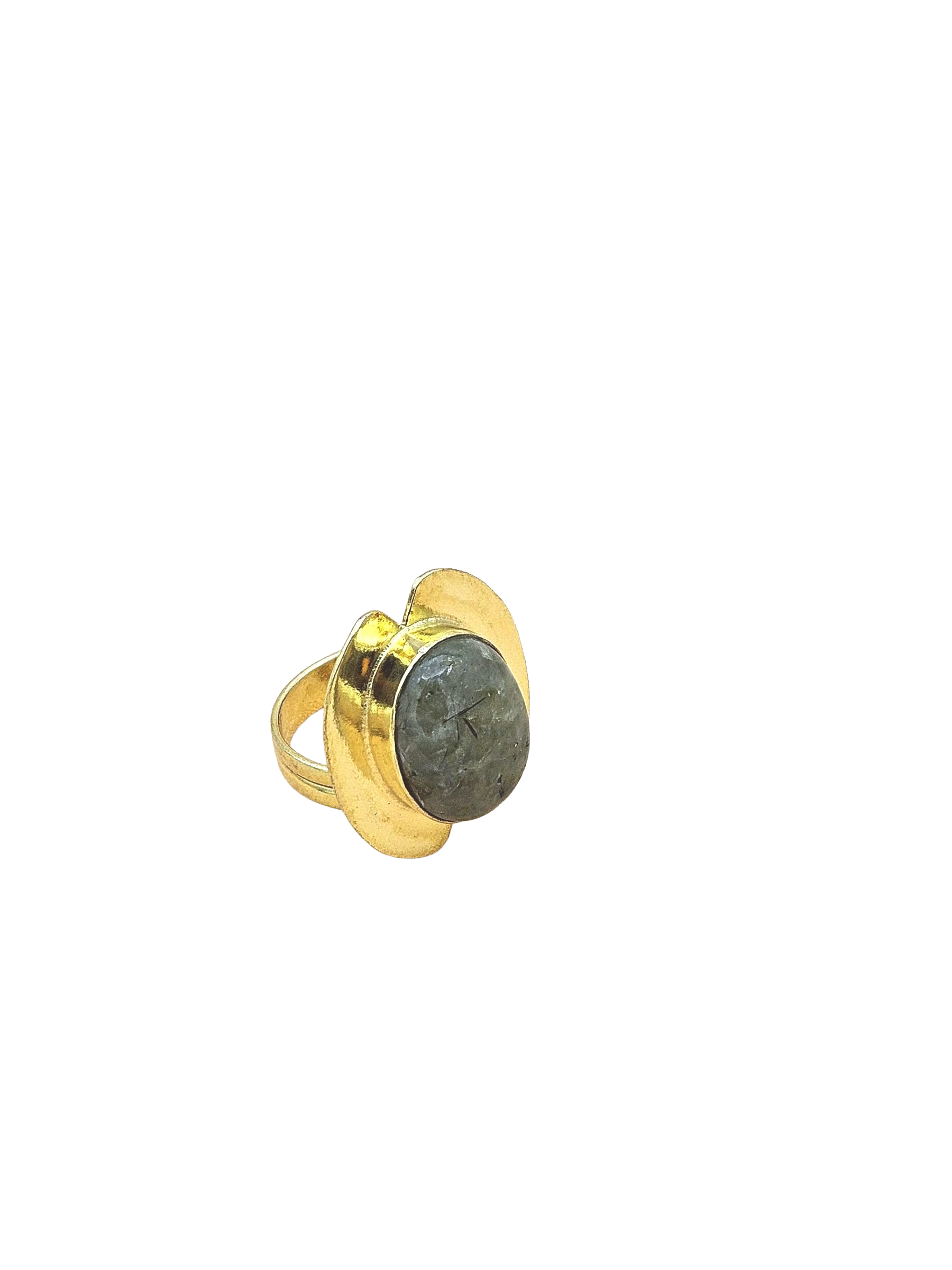 Handcrafted Gold Plated Prehnite Stone Ring – Charming Designer Jewelry