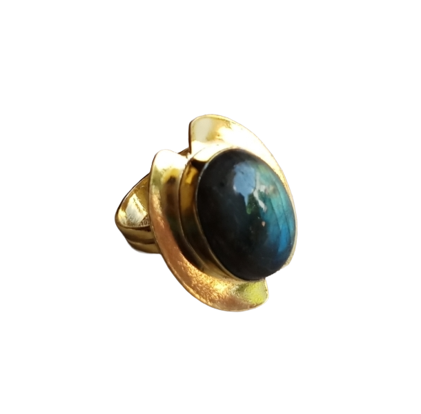 Handcrafted Gold Plated Labradorite Stone Ring – Charming Designer Jewelry