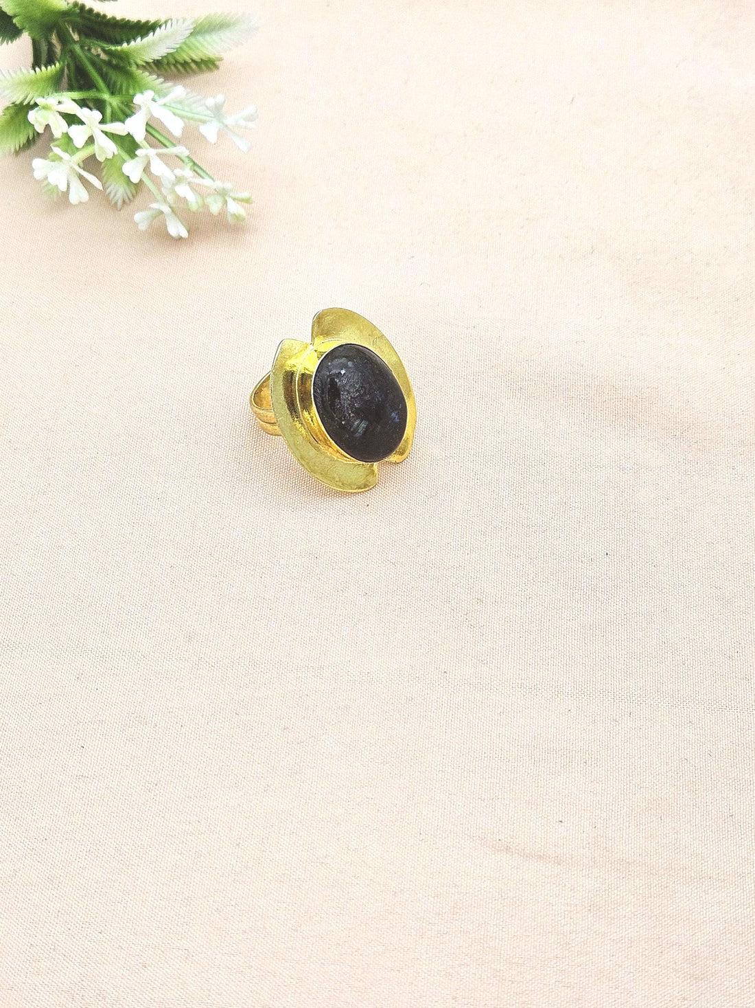 Handcrafted Gold Plated Labradorite Stone Ring – Charming Designer Jewelry