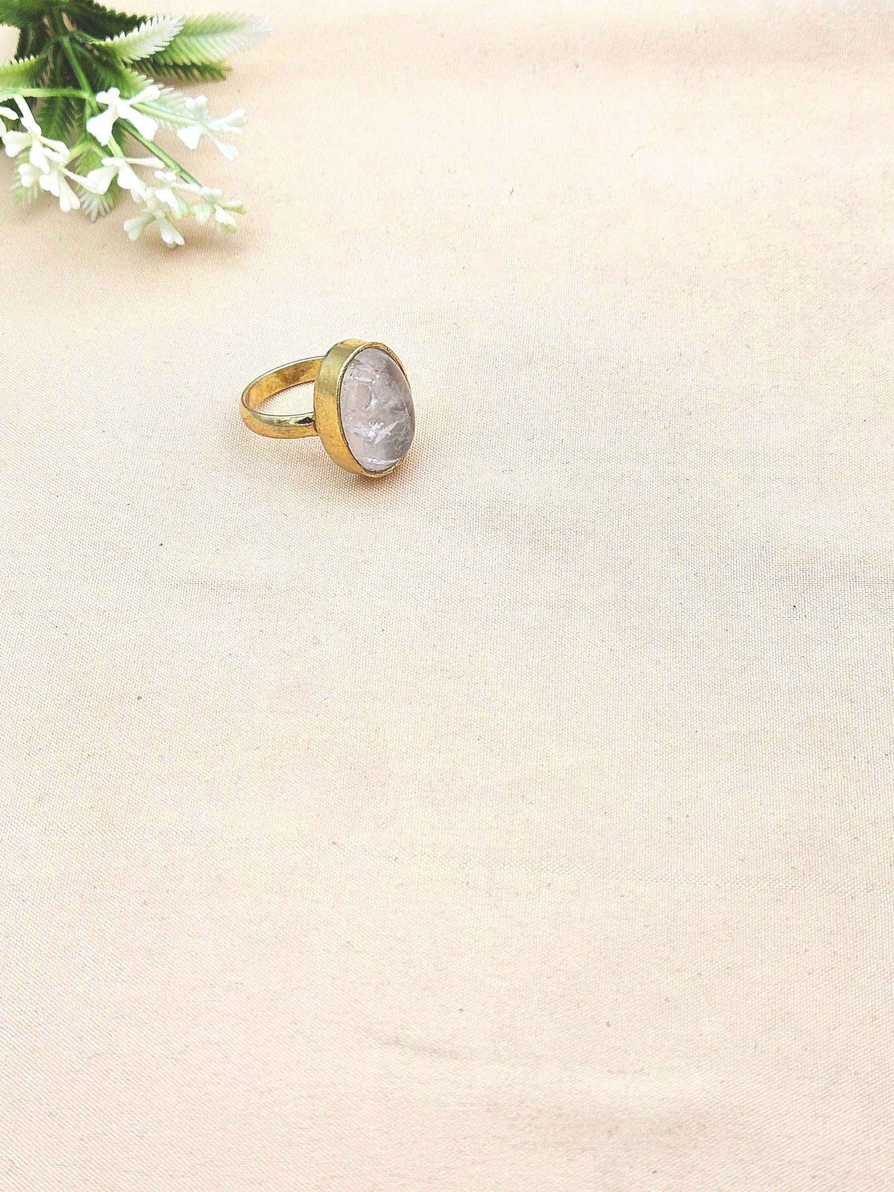 Handcrafted Gold Plated  Rose Quartz Stone Ring for Women – Oval Designer Jewelry