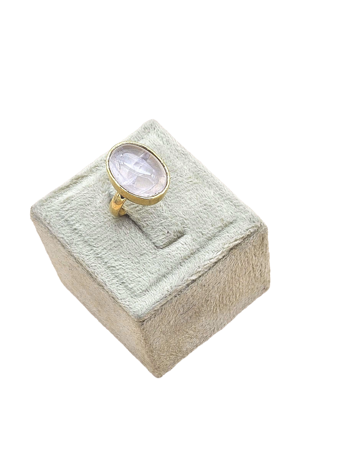 Handcrafted Gold Plated  Rose Quartz Stone Ring for Women – Oval Designer Jewelry