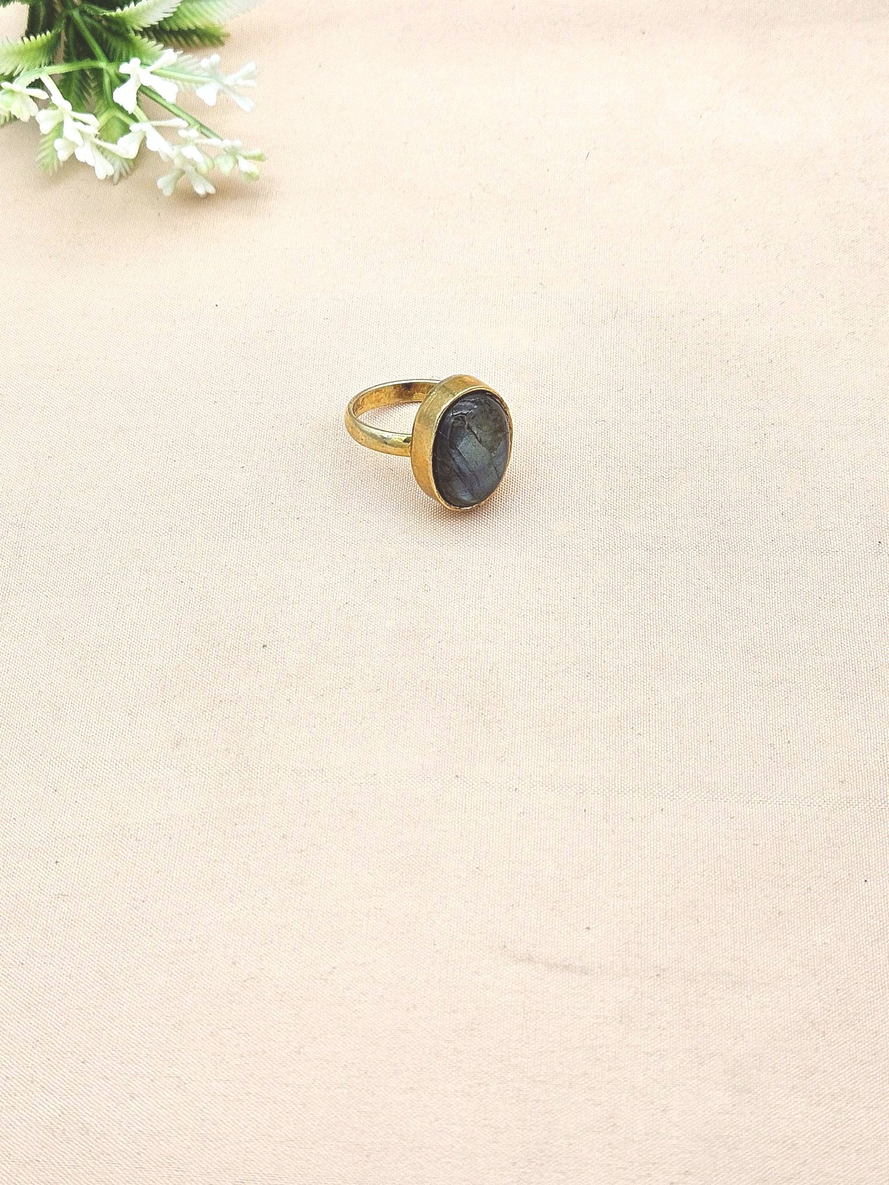 Handcrafted Gold Plated Labradorite Stone Ring for Women – Oval Designer Jewelry