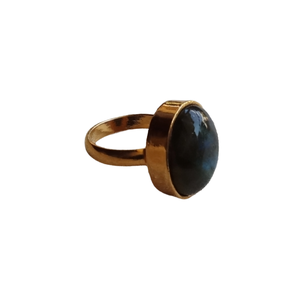 Handcrafted Gold Plated Labradorite Stone Ring for Women – Oval Designer Jewelry