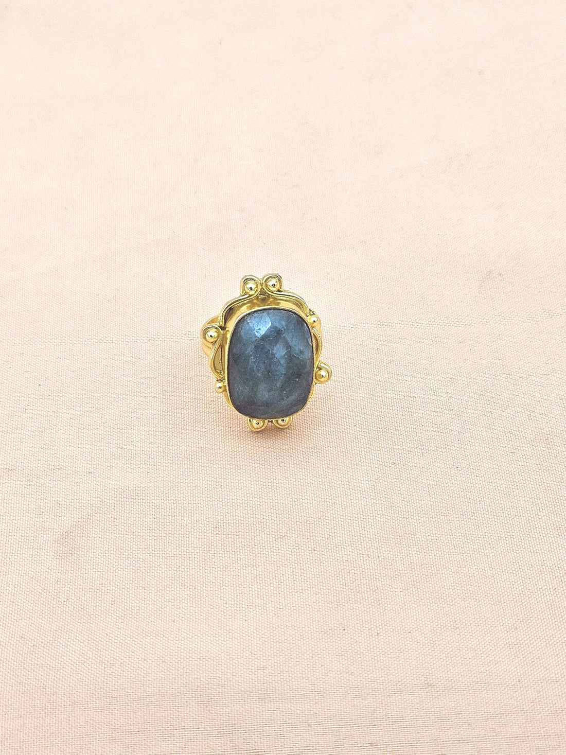 Elegant Handmade Gold plated Green Hathipara Gemstone  Designer Ring - Women's Fashion Jewelry