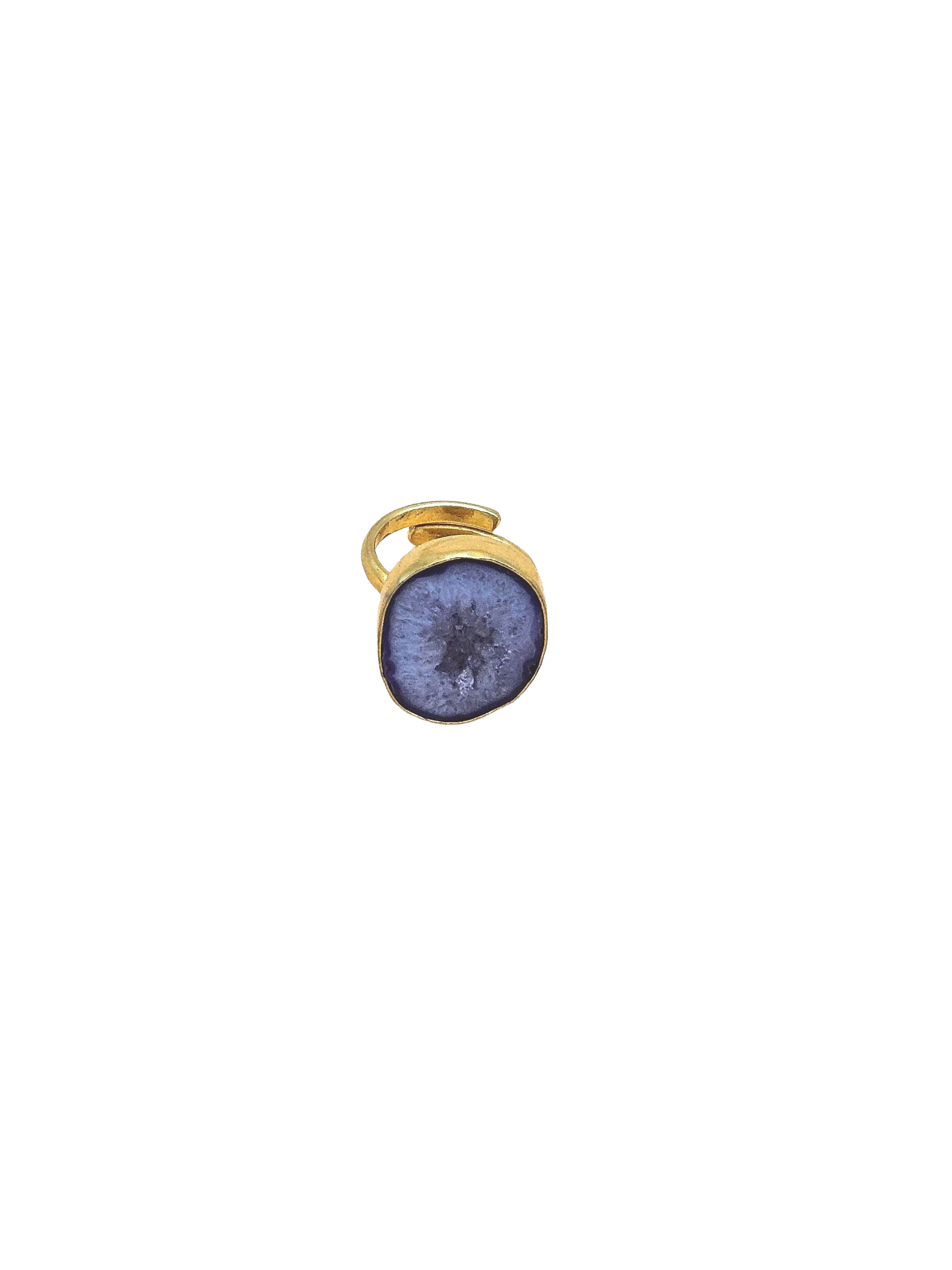 Handcrafted Gold Plated Blue Agate Druzy Stone Ring for Women – Charming Designer Jewelry