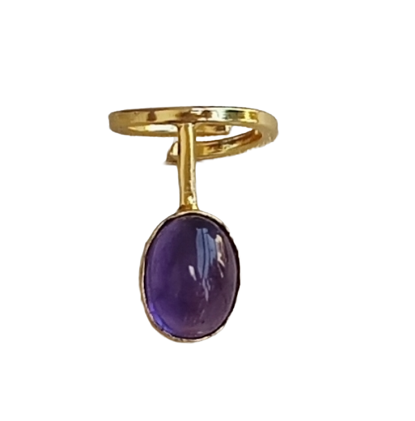 Handmade Gold Plated Amethyst Stone Ring - Elegant Band Design for Women