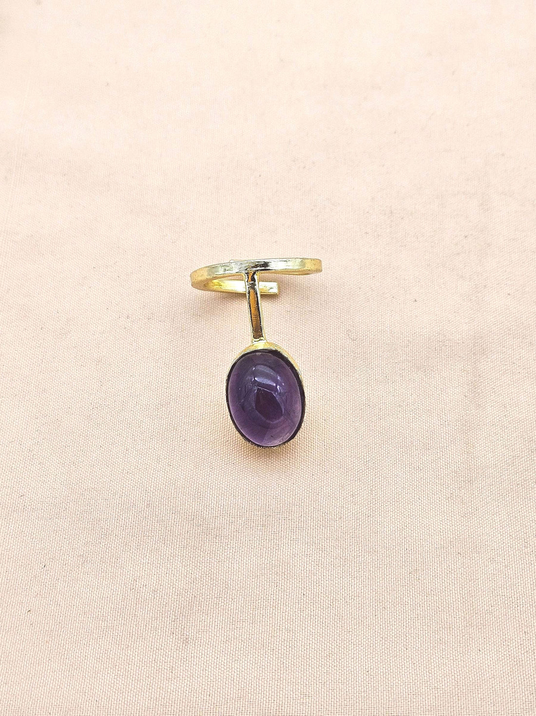 Handmade Gold Plated Amethyst Stone Ring - Elegant Band Design for Women