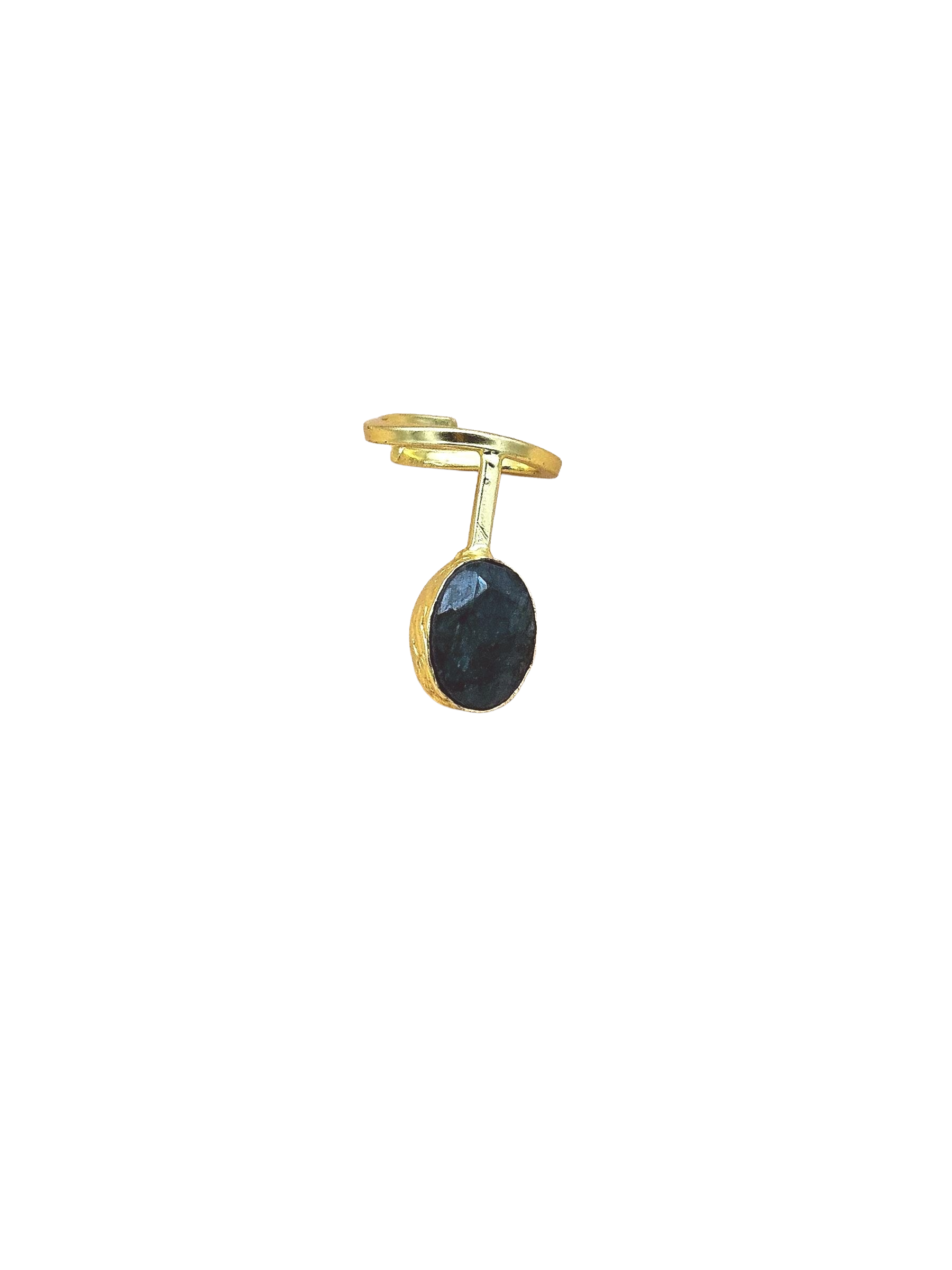 Elegant Handmade Gold plated Green Hathipara stone Band Design Ring - Women's Fashion Jewelry