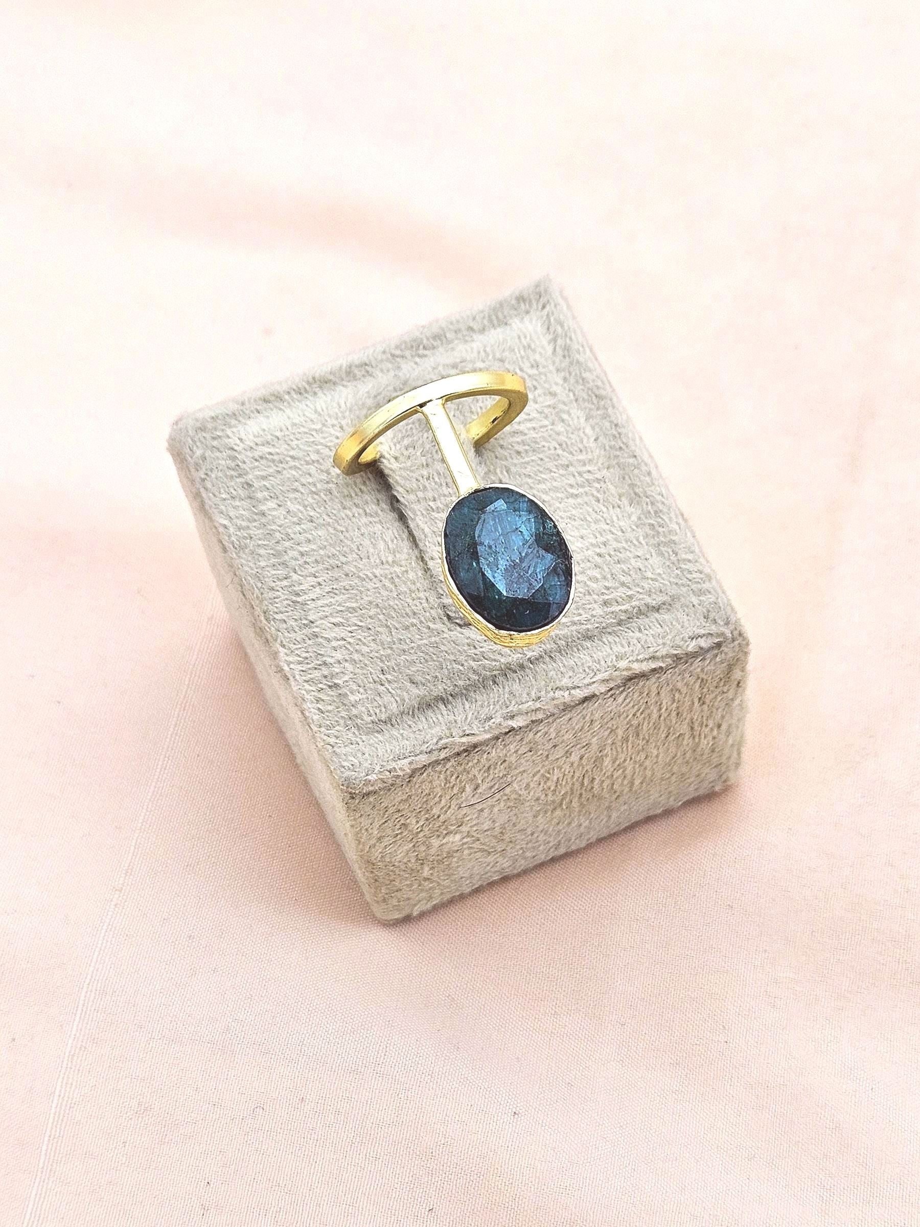 Elegant Handmade Gold plated Green Hathipara stone Band Design Ring - Women's Fashion Jewelry