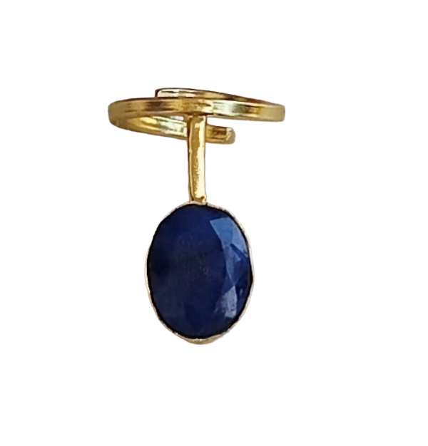 Elegant Handmade Gold plated Blue Hathipara stone Band Design Ring - Women's Fashion Jewelry