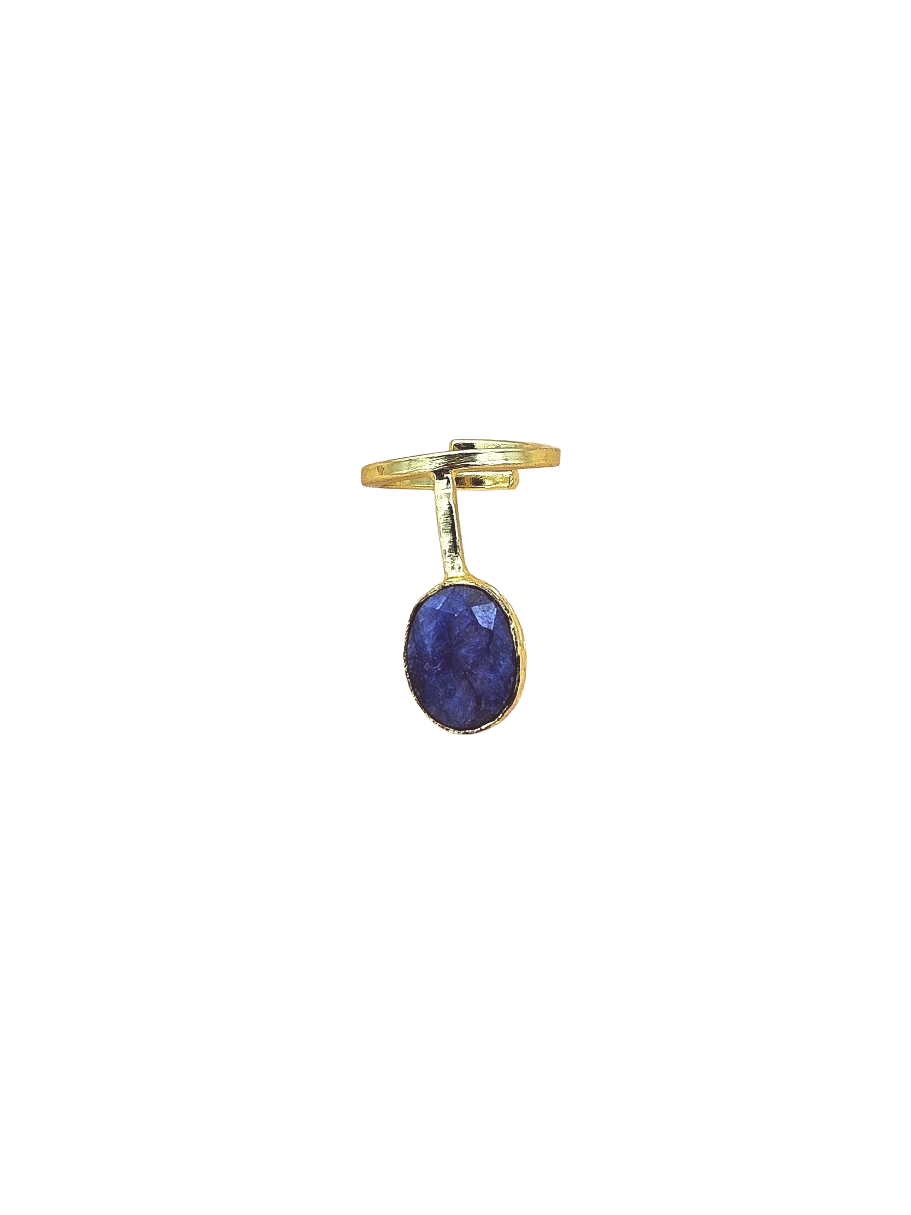 Elegant Handmade Gold plated Blue Hathipara stone Band Design Ring - Women's Fashion Jewelry