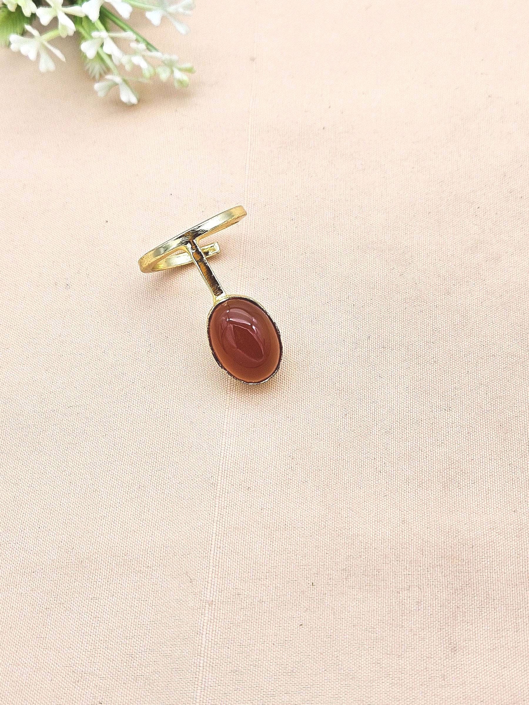 Elegant Handmade Gold plated Red Onyx stone Band Design Ring - Women's Fashion Jewelry