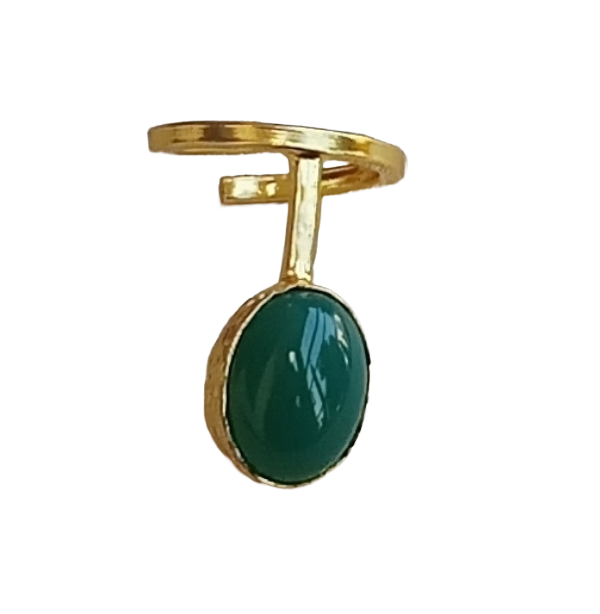 Handmade Gold Plated Green Onyx Stone Ring - Elegant Band Design for Women