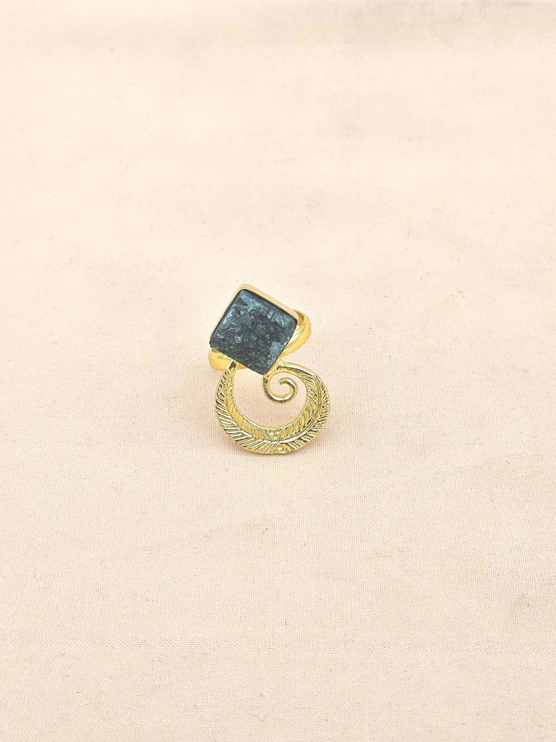 Handmade Gold Plated Green Druzy Stone Ring - Elegant Charming Designer Jewelry for Women