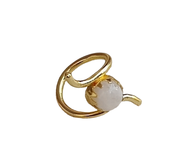 Handcrafted Gold Plated White Rainbow Stone Ring for Women – Curve Designer Jewelry