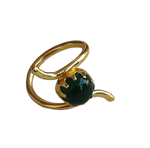 Handcrafted Gold Plated Green Onyx Stone Ring for Women – Curve Designer Jewelry