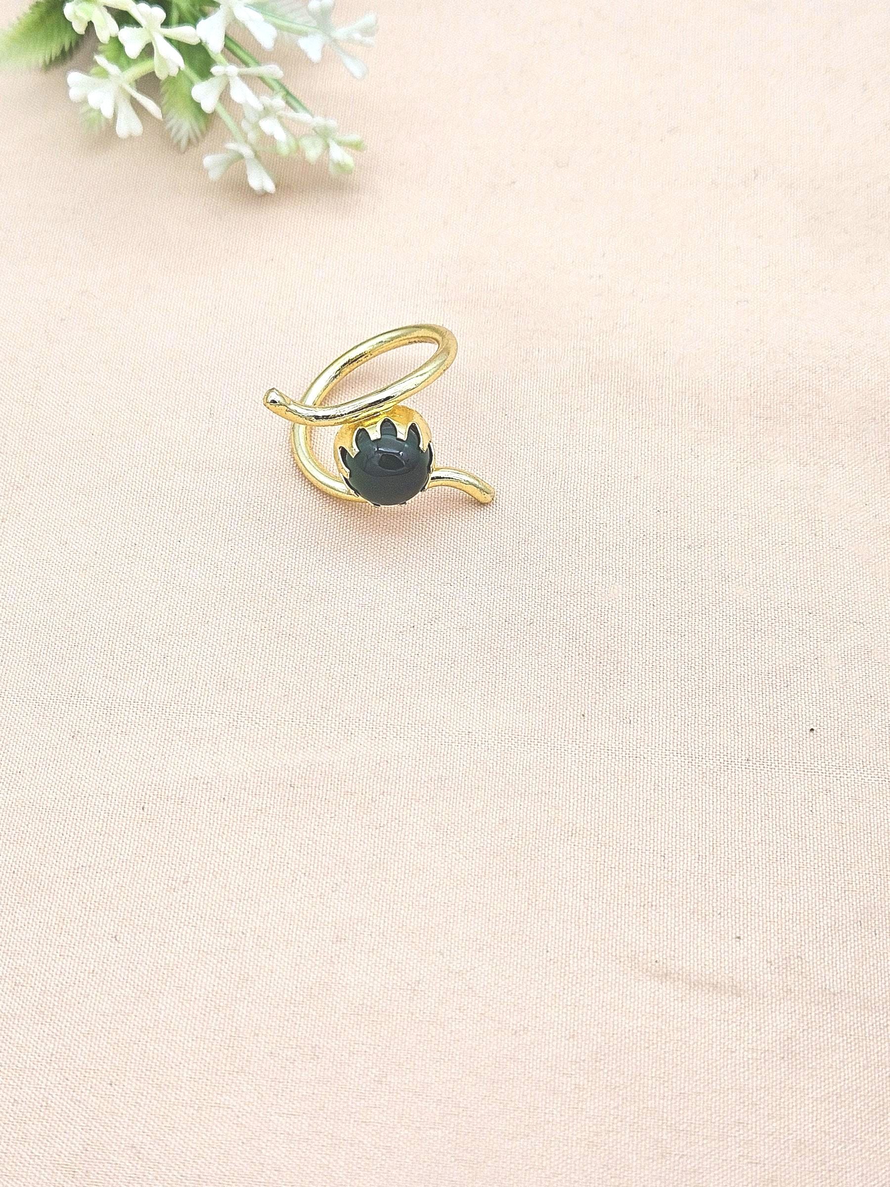 Handcrafted Gold Plated Green Onyx Stone Ring for Women – Curve Designer Jewelry
