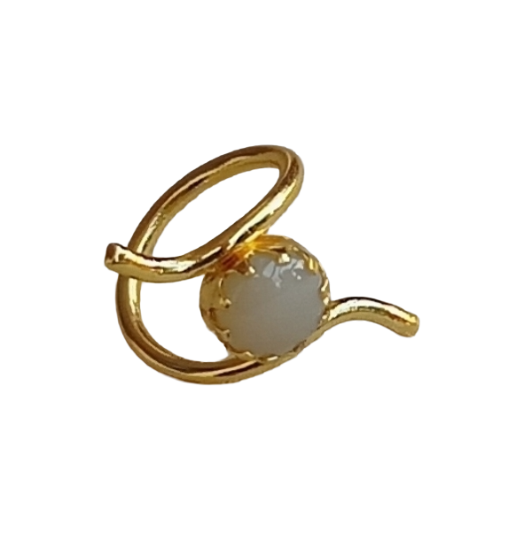 Handcrafted Gold Plated Chalcedony Stone Ring for Women – Curve Designer Jewelry