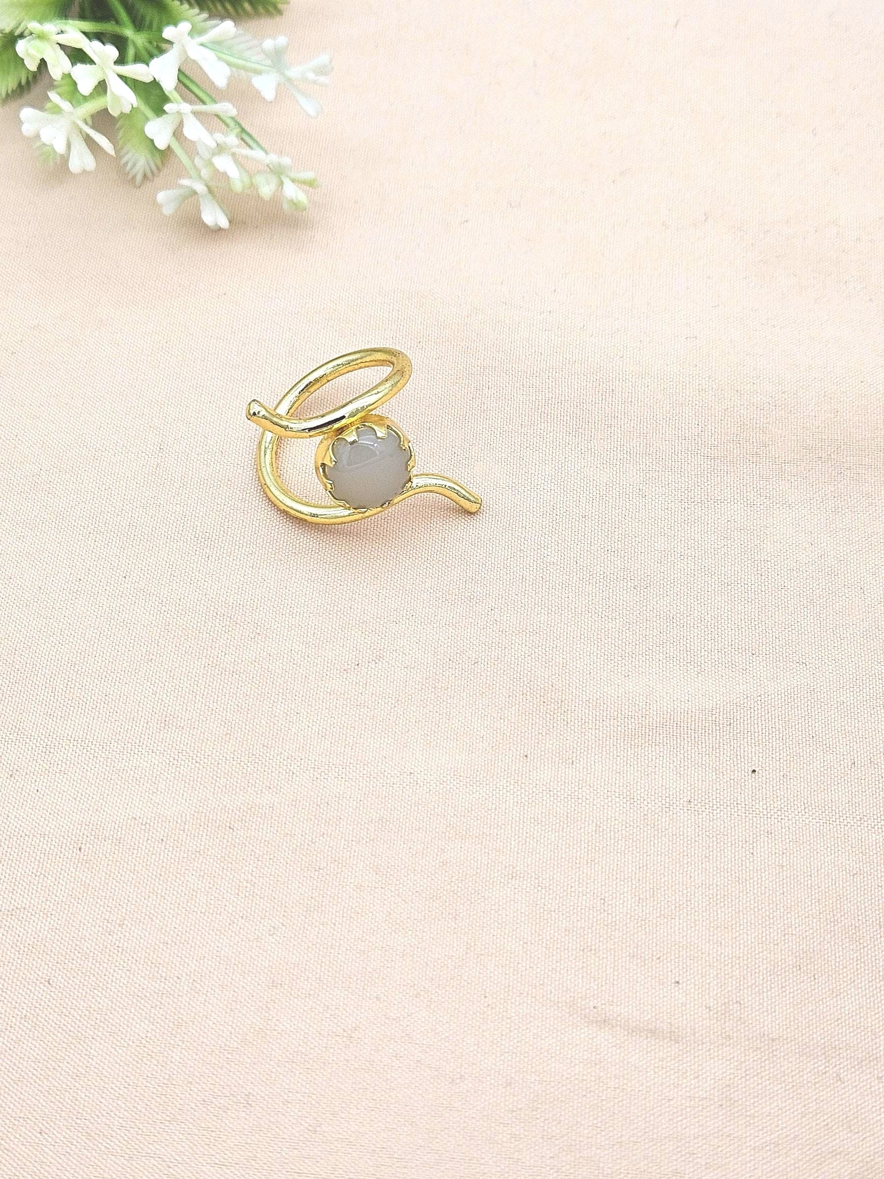 Handcrafted Gold Plated Chalcedony Stone Ring for Women – Curve Designer Jewelry