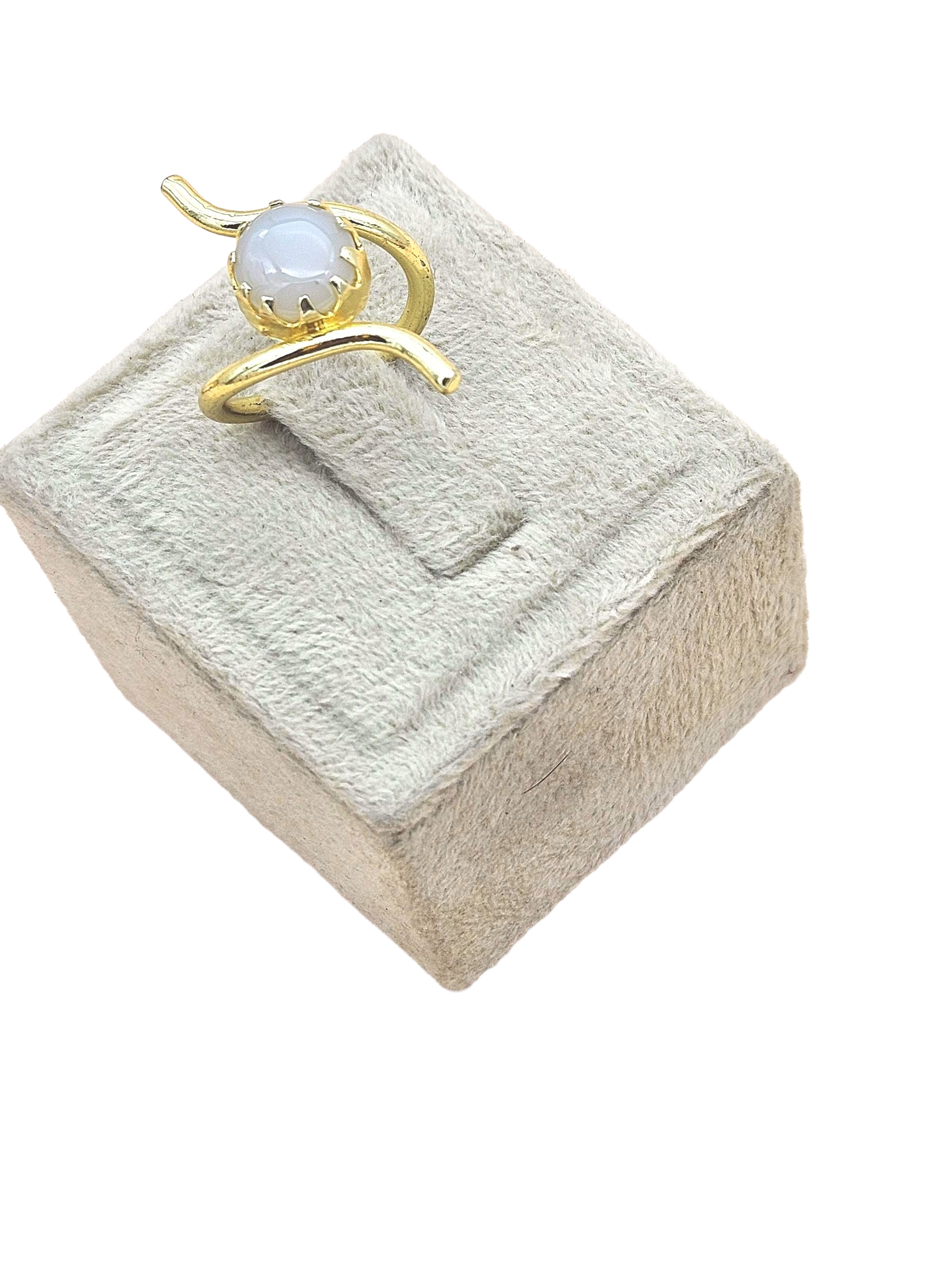 Handcrafted Gold Plated Chalcedony Stone Ring for Women – Curve Designer Jewelry
