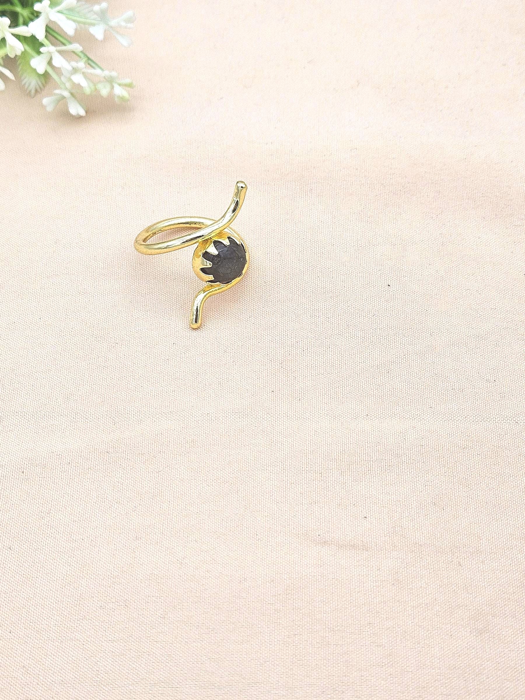 Handcrafted Gold Plated Labradorite Stone Ring for Women – Curve Designer Jewelry