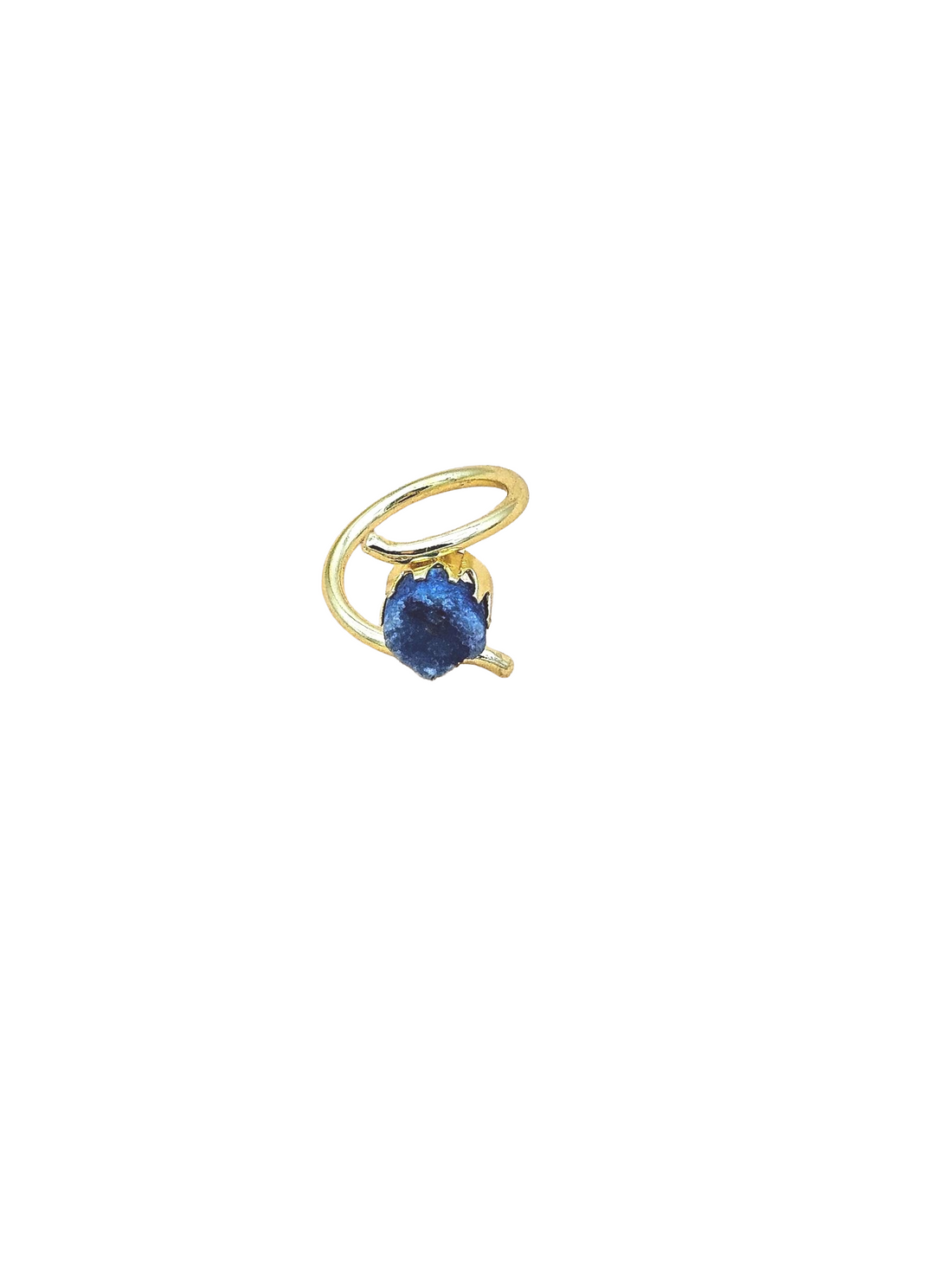 Handcrafted Gold Plated Blue Druzy Stone Ring for Women – Curve Designer Jewelry