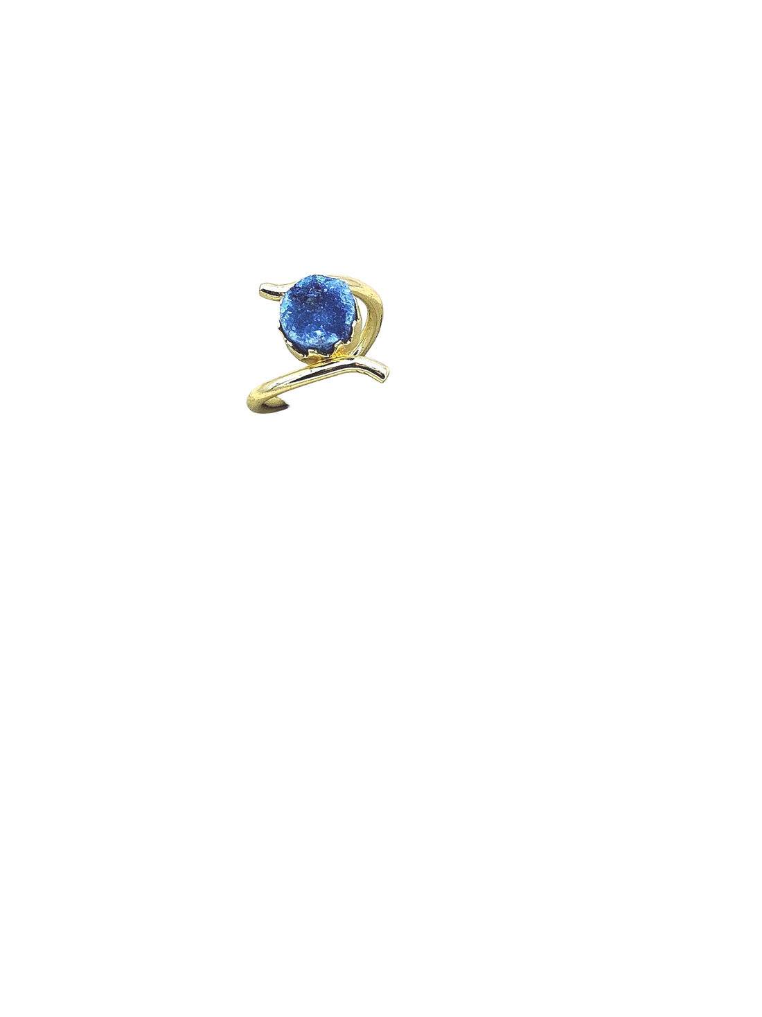 Handcrafted Gold Plated Blue Druzy Stone Ring for Women – Curve Designer Jewelry