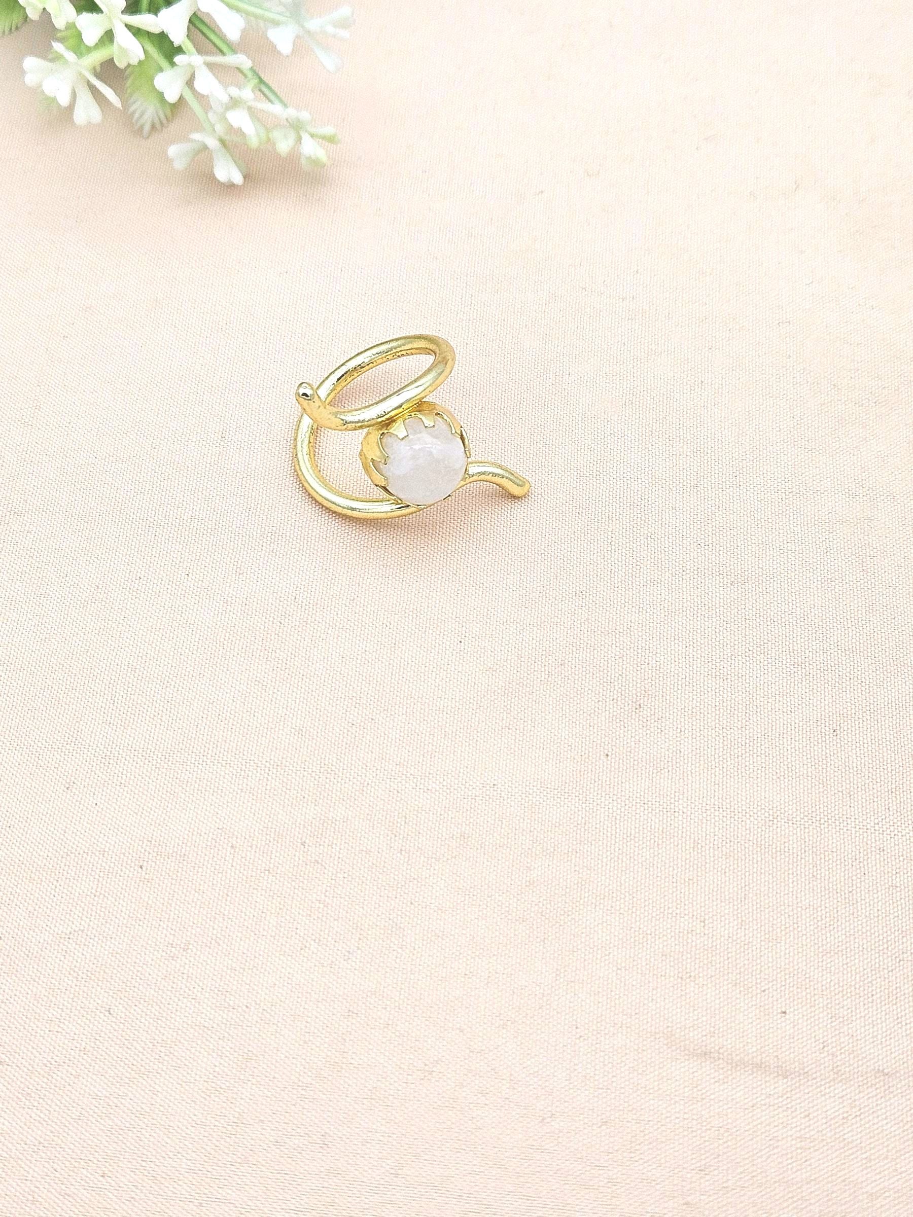 Handcrafted Gold Plated White Rainbow Stone Ring for Women – Curve Designer Jewelry