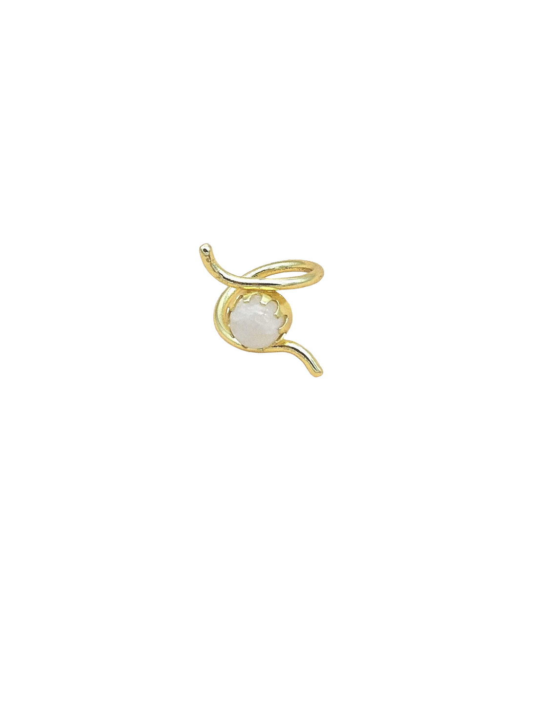 Handcrafted Gold Plated White Rainbow Stone Ring for Women – Curve Designer Jewelry
