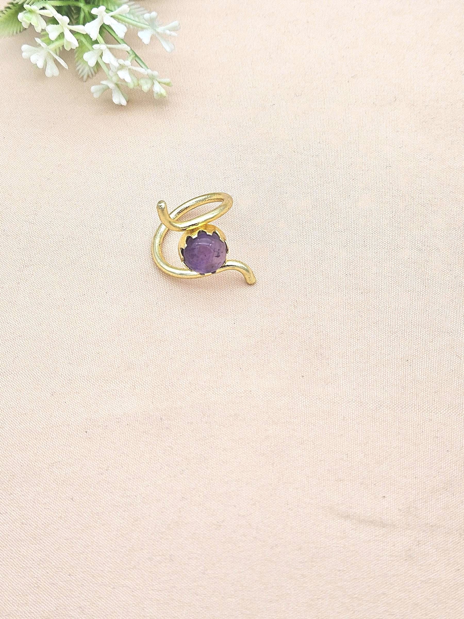 Handcrafted Gold Plated Amethyst Stone Ring for Women – Curve Designer Jewelry