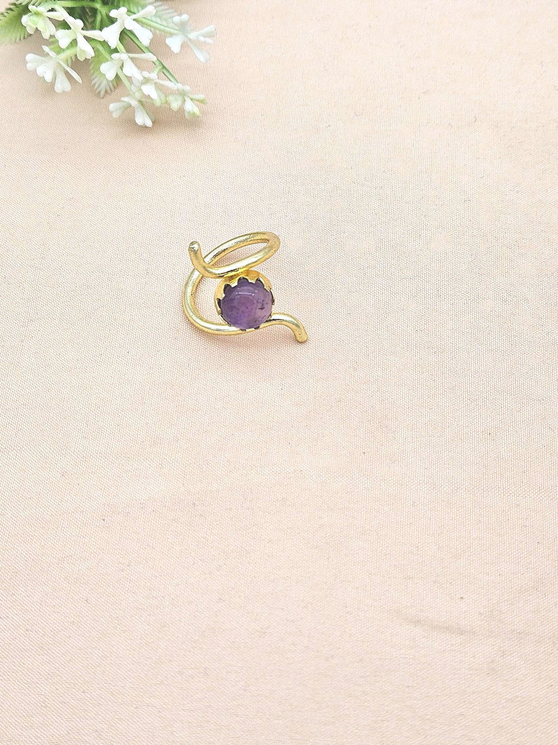 Handcrafted Gold Plated Amethyst Stone Ring for Women – Curve Designer Jewelry