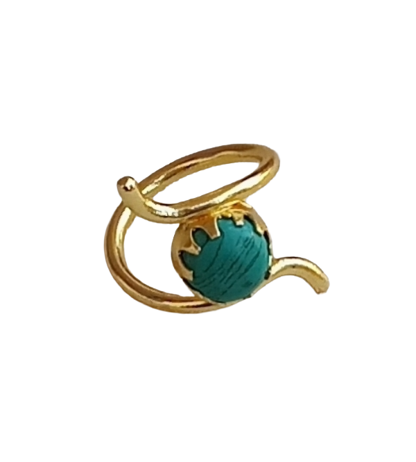 Handcrafted Gold Plated Turquoise Stone Ring for Women – Curve Designer Jewelry