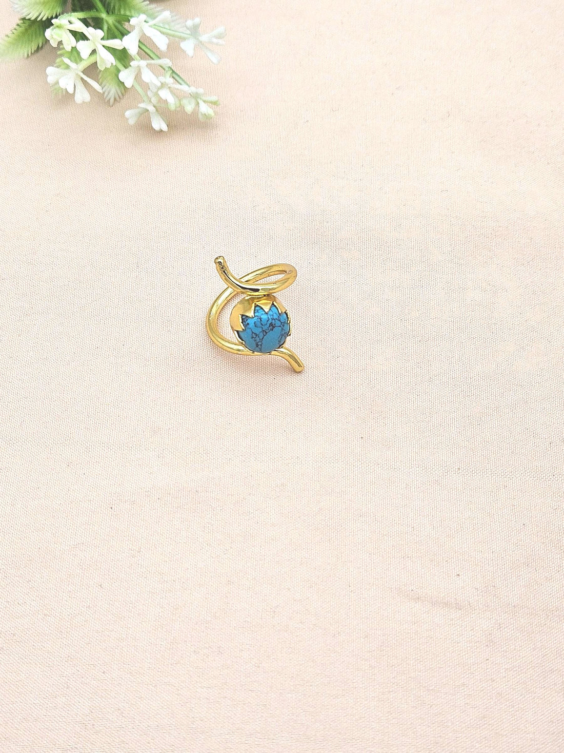 Handcrafted Gold Plated Turquoise Stone Ring for Women – Curve Designer Jewelry