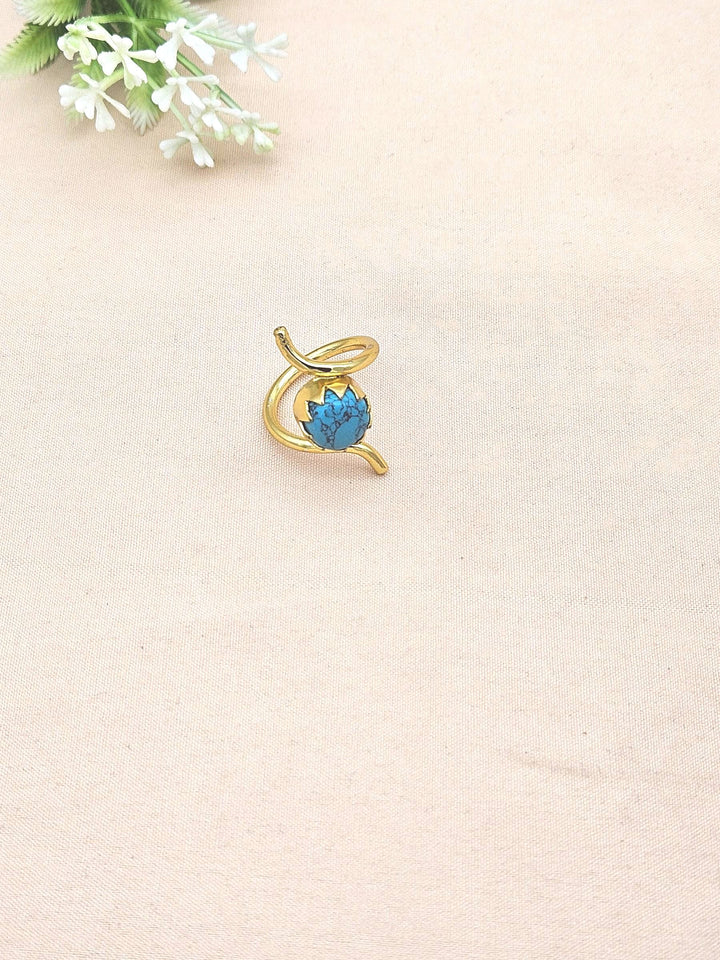 Handcrafted Gold Plated Turquoise Stone Ring for Women – Curve Designer Jewelry